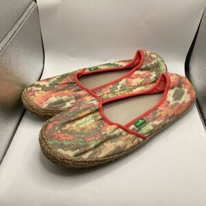 Sanuk Mya Espadrille Flat Slip On Surf Beach Sandals Pink Women Size 10 Shoes.